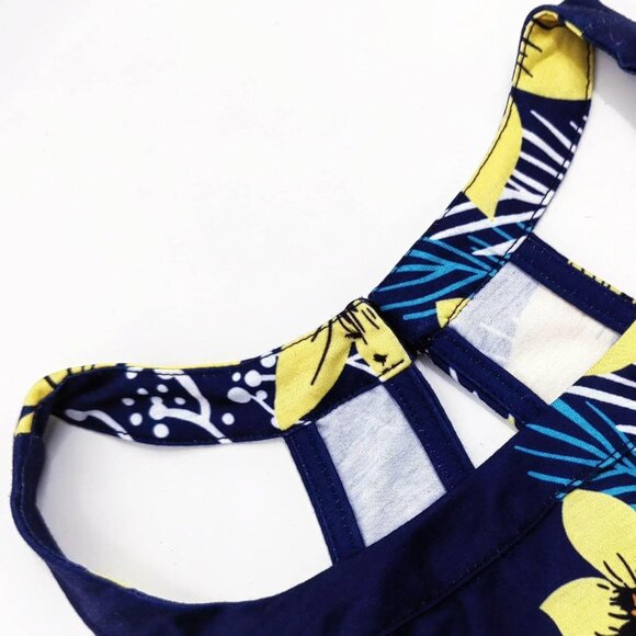 Halter Dress Women Summer Floral Print A-Line Hollow Out Breezy Casual - Picture 2 of 5